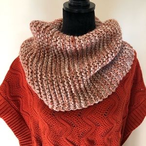 SOLD Terracotta and Cream Knit Cowl Neck Infinity Scarf